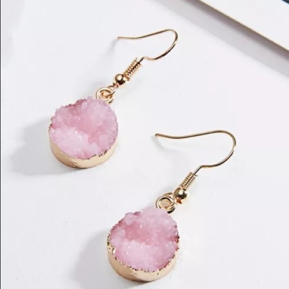 Jewelry - MORE COMING Rose Quartz Druzy Earrings